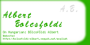 albert bolcsfoldi business card